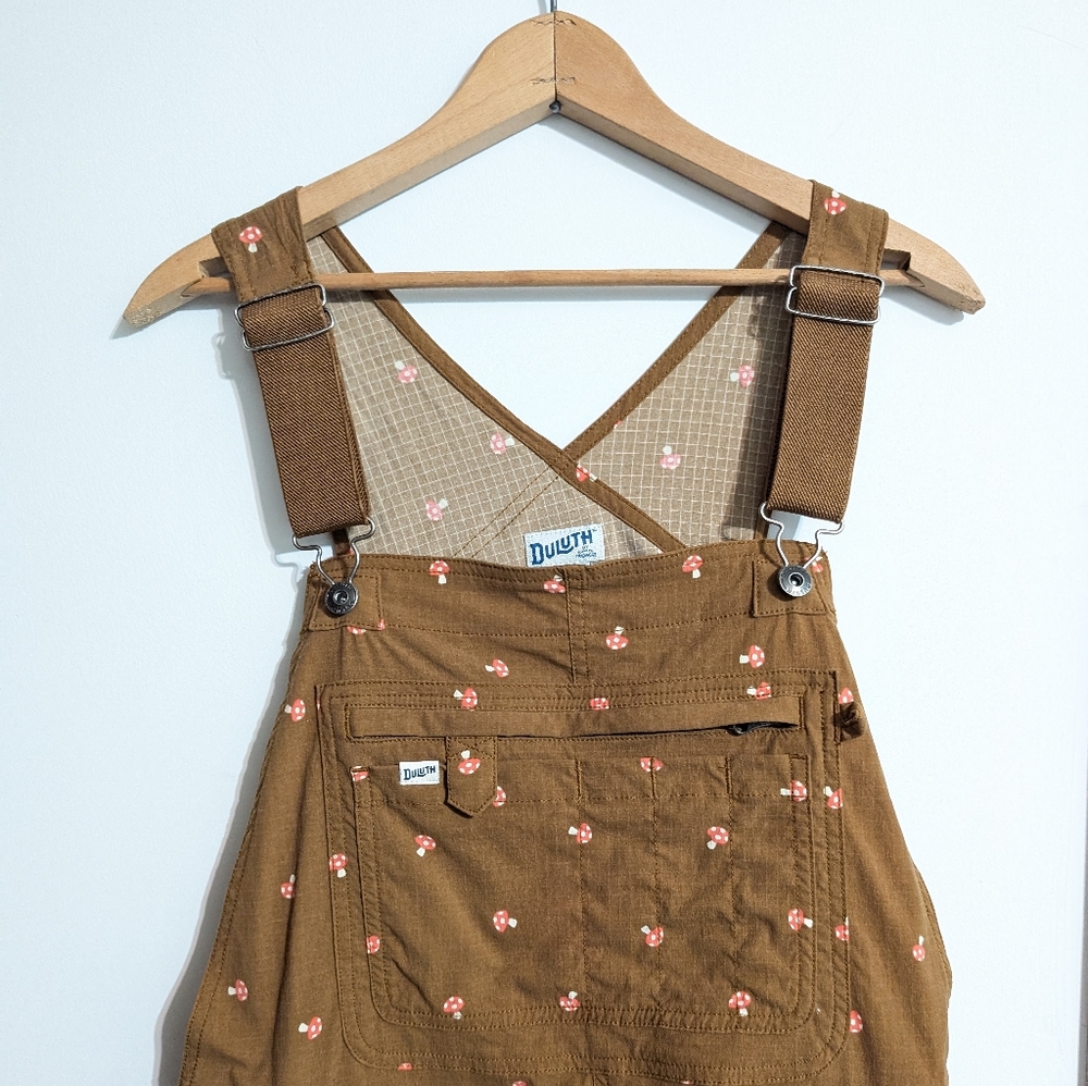 Mushroom Print Overall Shorts